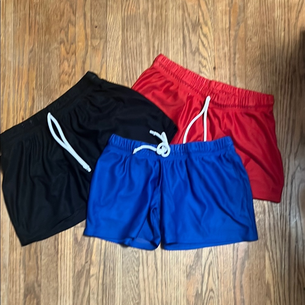 Set of Three McKillop Athletic Shorts - Black, Red, Blue